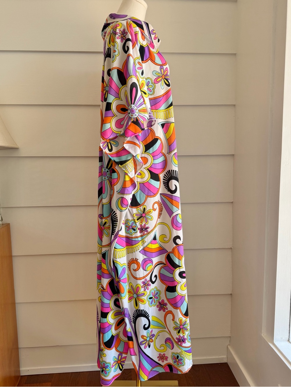 Vintage 1970s Butterfield 8 by Eduardo Psychedelic Floral Kaftan Maxi Dress - Picture 3 of 11